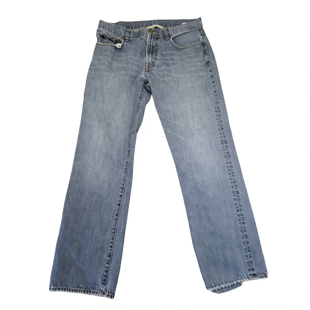 J. Crew Mens Vintage Straight Leg Blue Cotton Denim Jeans Size 34 x 32